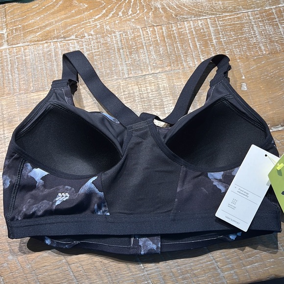 All In Motion 38C Large High Support Zip Front Athletic Bra Black Moisture Wick - Picture 3 of 8